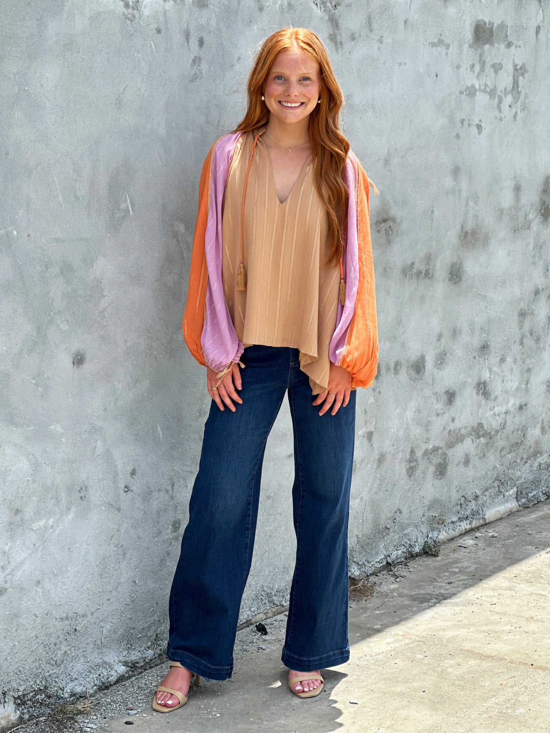 Long Sleeve Lurex Blouse