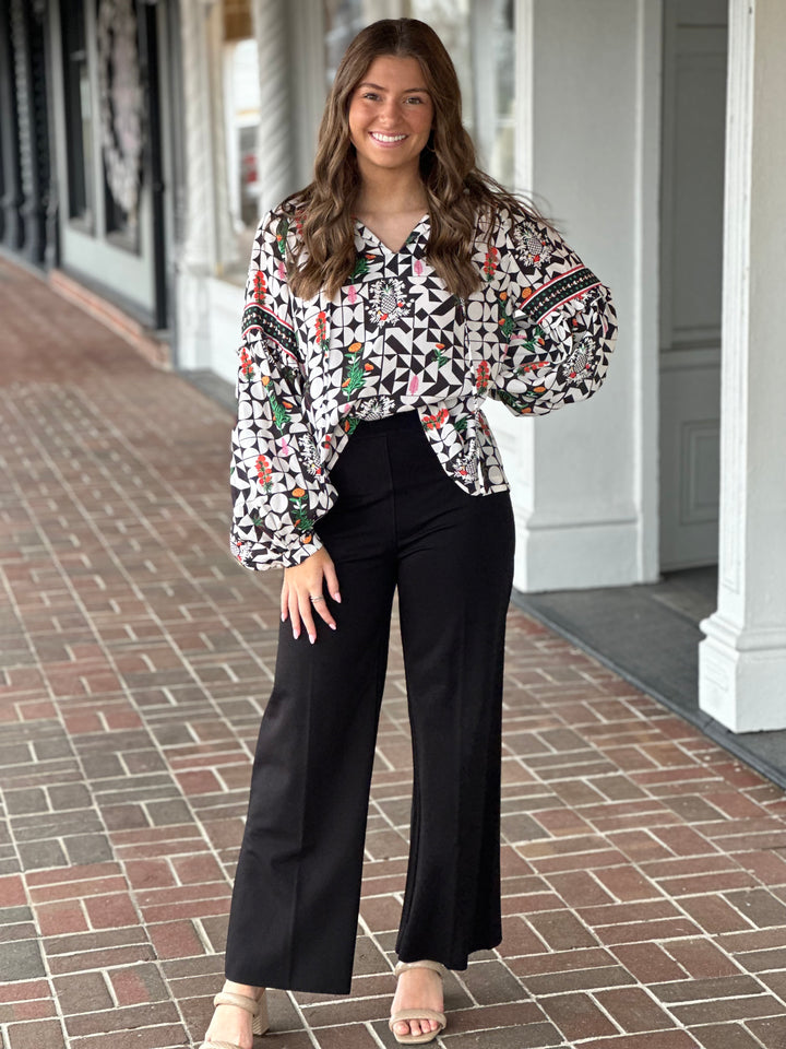 Emily Lovelock Black Printed Emma Top