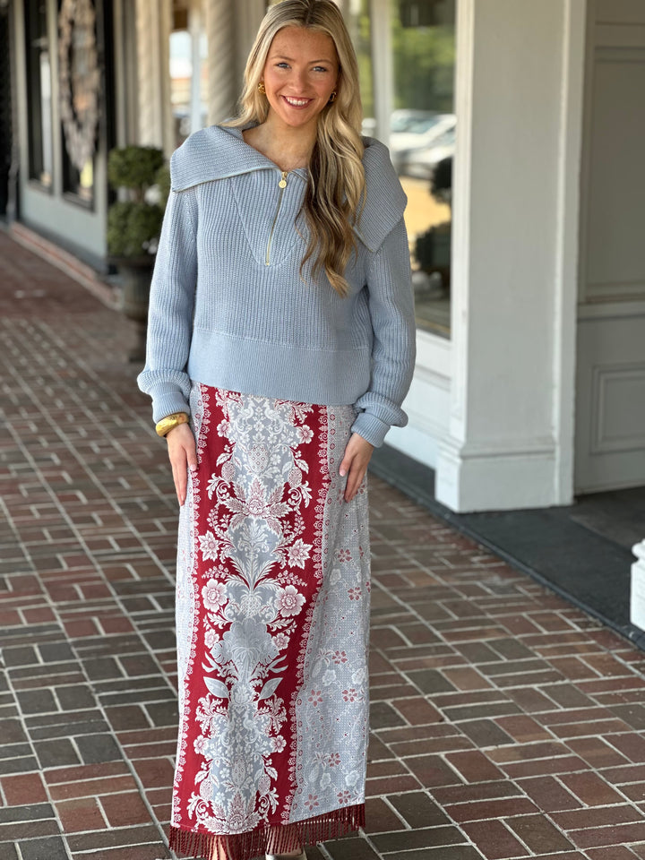 Anna Cate Gabrielle Sweatshirt in Dusty Blue