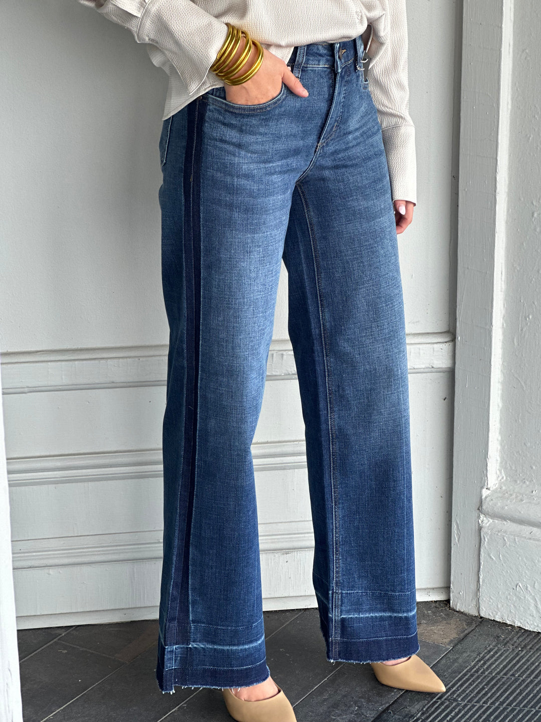 French Dressing Olivia Wide Leg Jeans in Medium Blue