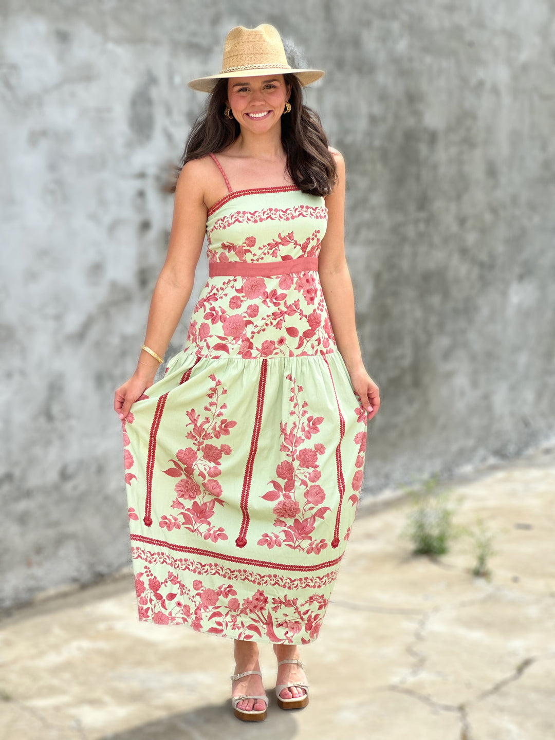 Anna Cate Asher Coral Petal Midi Dress