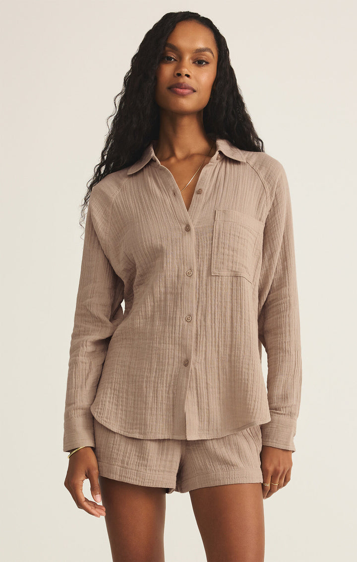 Z Supply The Perfect Airy Top in Iced Coffee