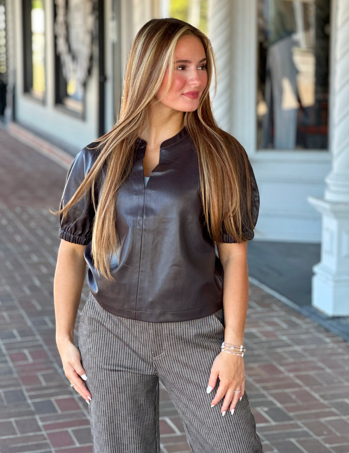 Steve Madden Roxanne Top in Fossil Brown