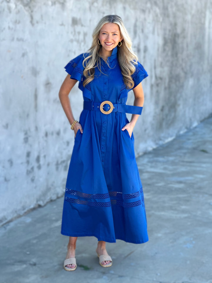 Alden Adair Rose Dress in Marine Blue