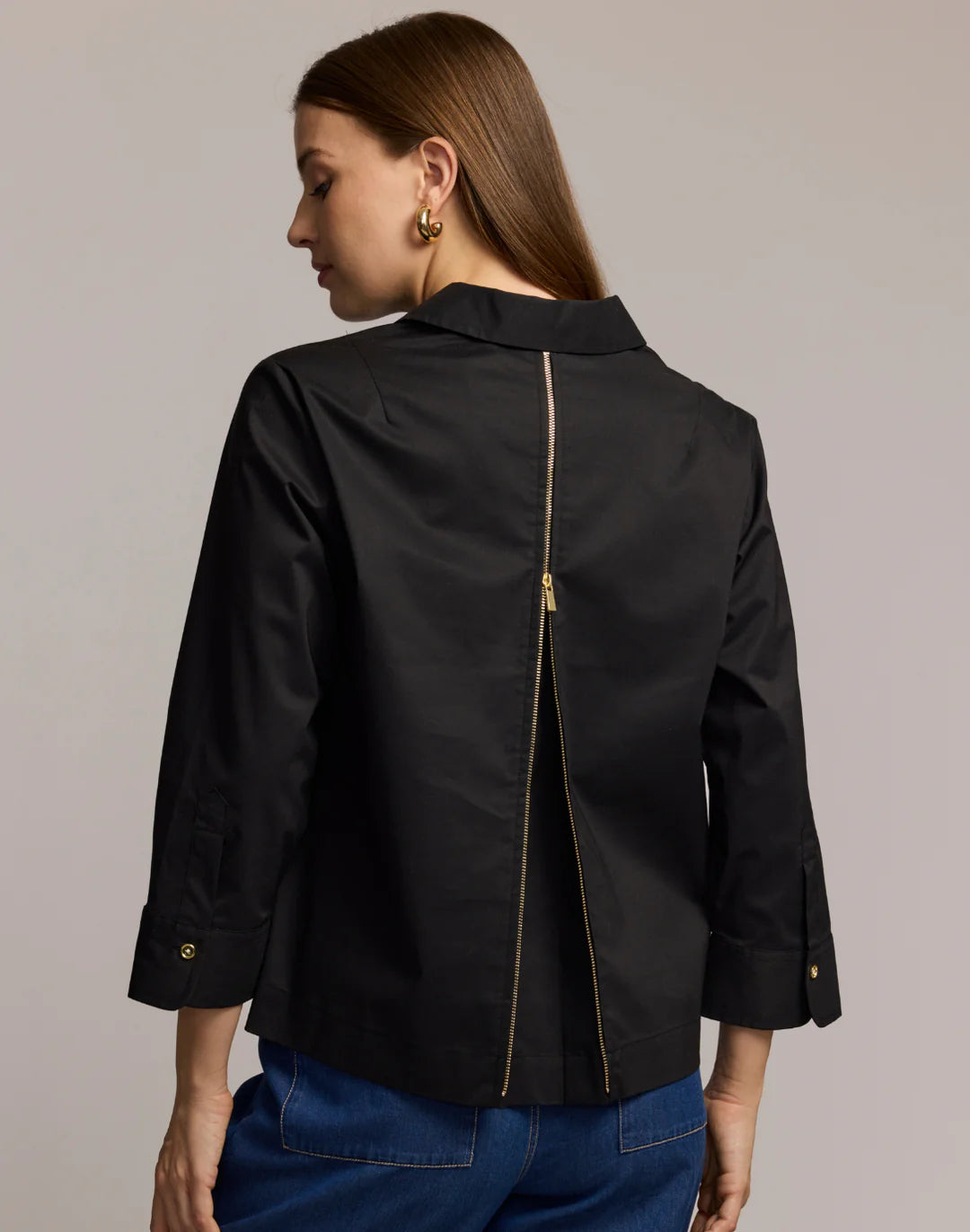 Hinson Wu Alessa 3/4 Sleeve Shirt in Black