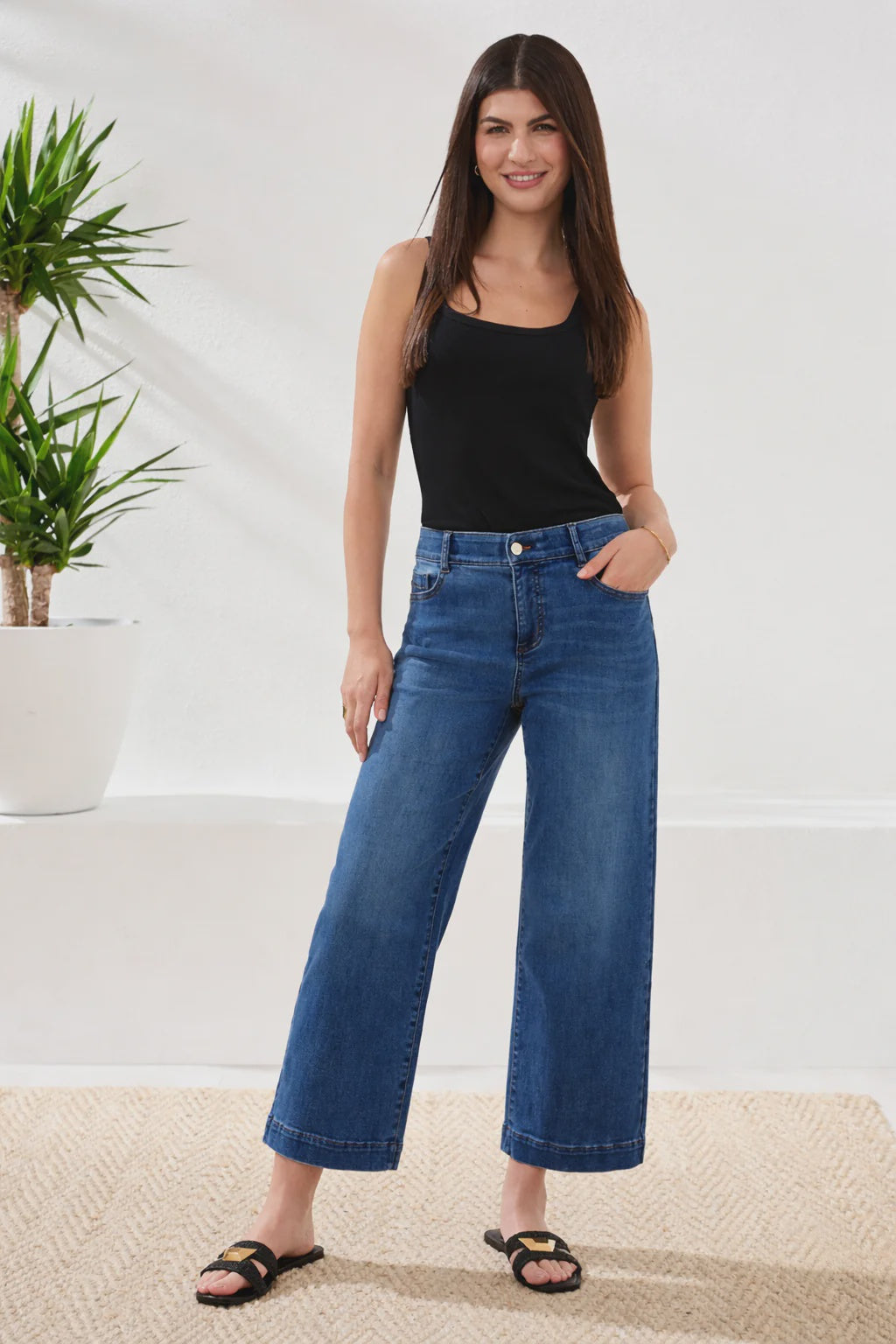 Tribal Audrey Wide Leg Boundless Stretch Denim in FadedBlue