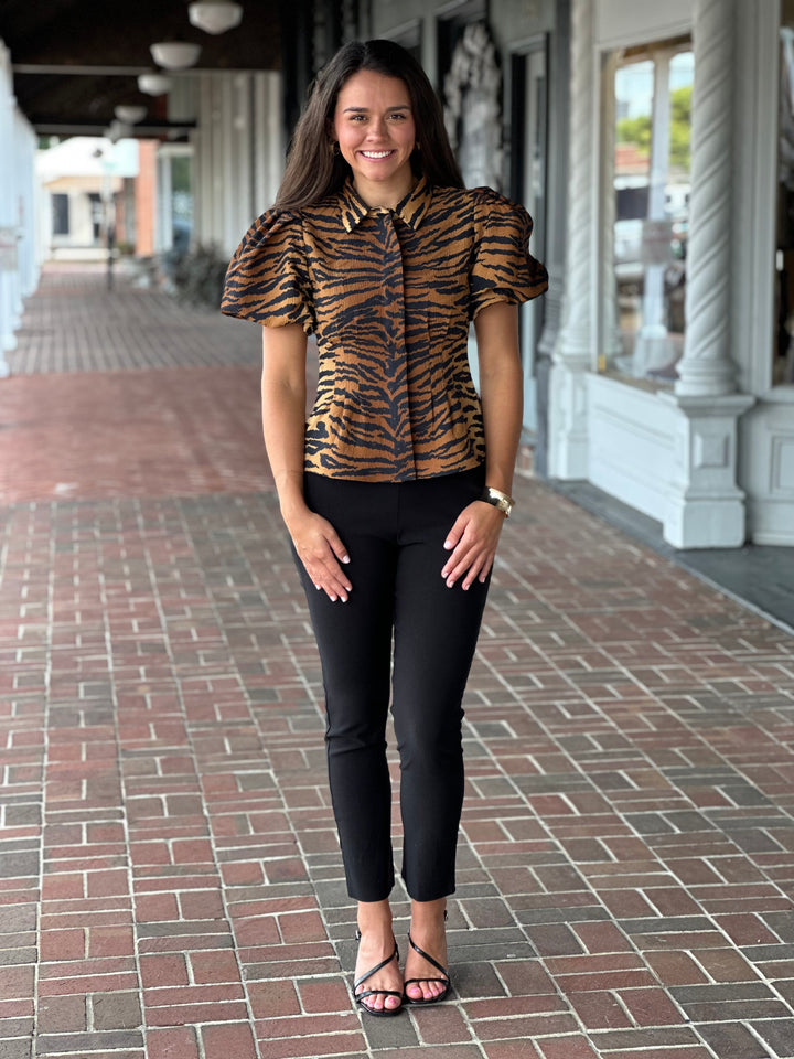Emily Mccarthy Britt Top in Tiger Jacquard