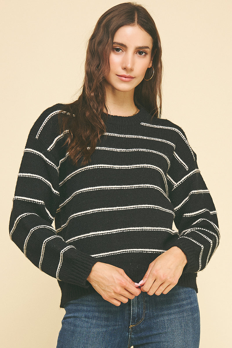 Black Stripe Knit Sweater