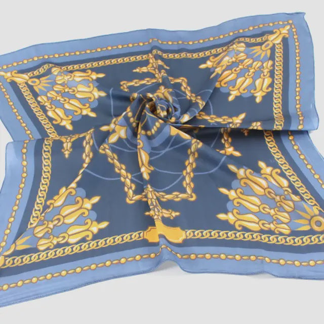 Baroque Belle Square Scarf in Blue