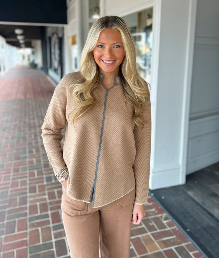 Neru Collar Sweater in Camel