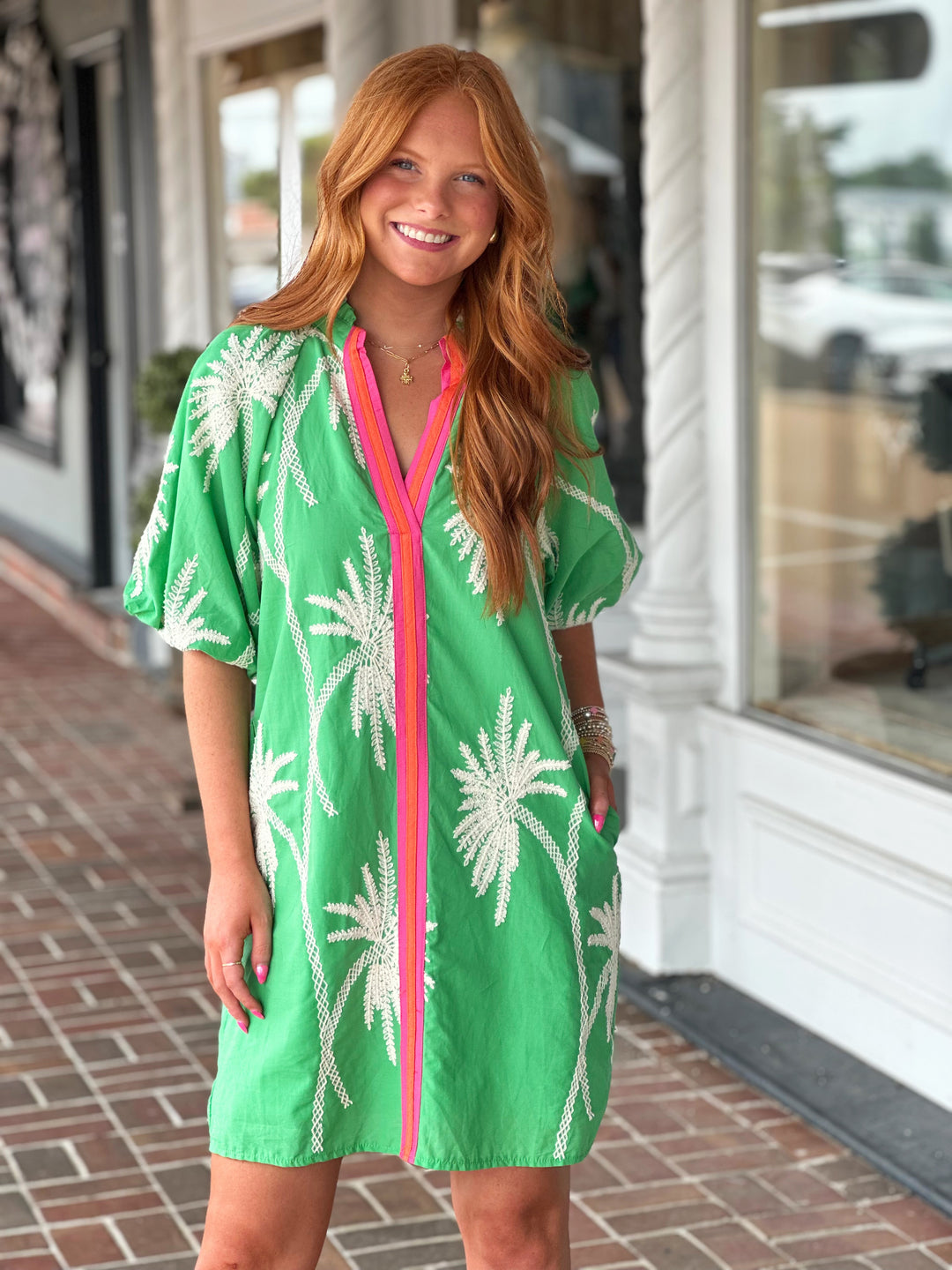 save green dress Final Sale Plus Size Off the Shoulder Dress with Tie in Green