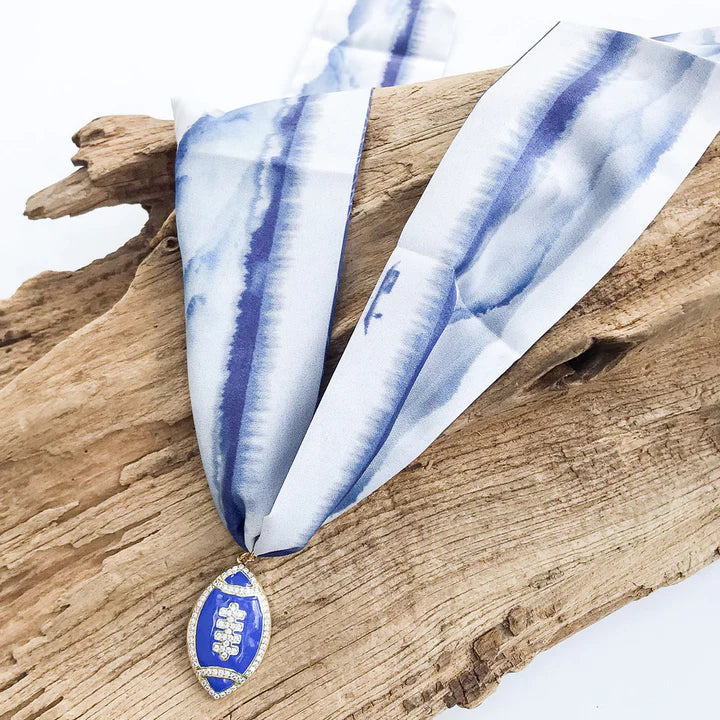 Football on Scarf Necklace in Royal/Blue Lake