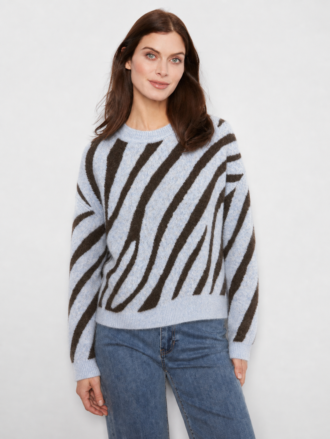 Charlie B Long Sleeve Drop Shoulder Sweater in Blue