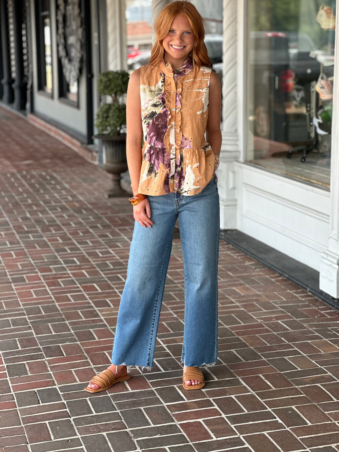 Pumpkin Floral Top