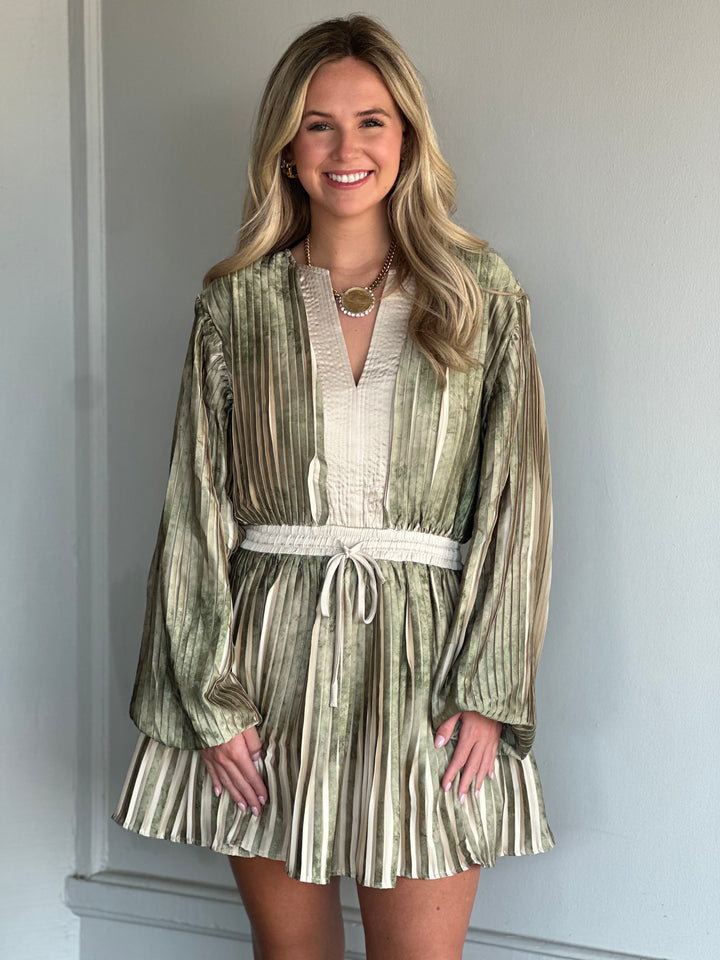 Let It Be Easy Olive Stripe Mini Dress
