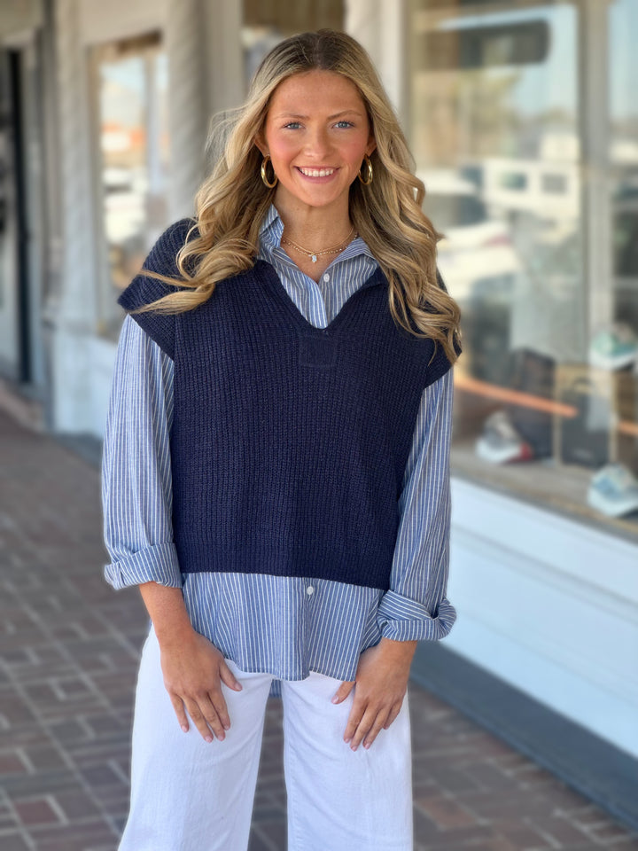 In The Breeze Navy Sweater