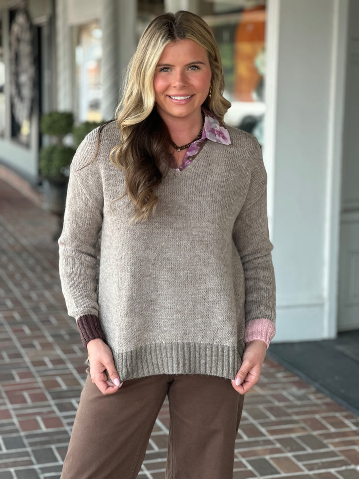 All Figured Out Fawn Brown Sweater