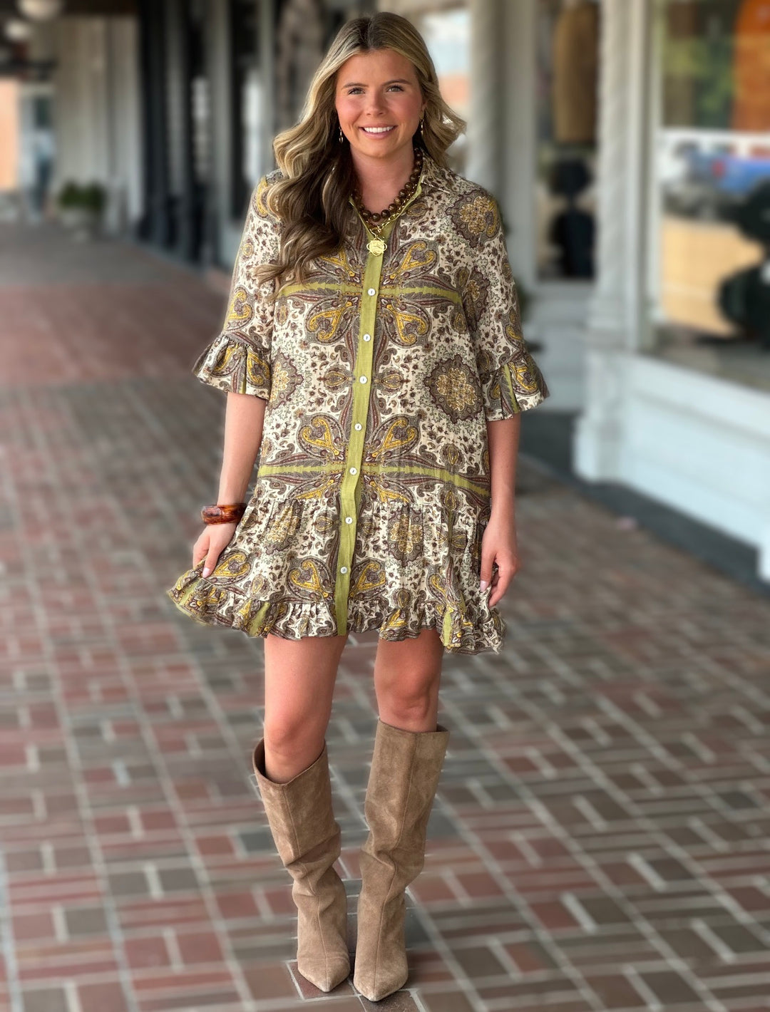 Love The Label Caroline Mini Dress in Kaleidoscope Scarf Print