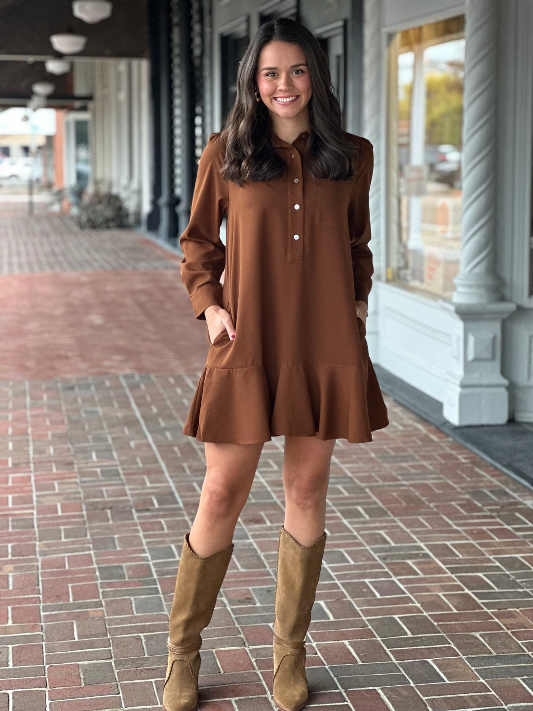 The Bottom Line Brown Dress