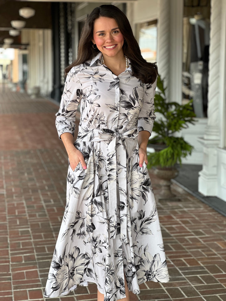 Neila Quarter Sleeve Maxi Dress in Audrey Pearl