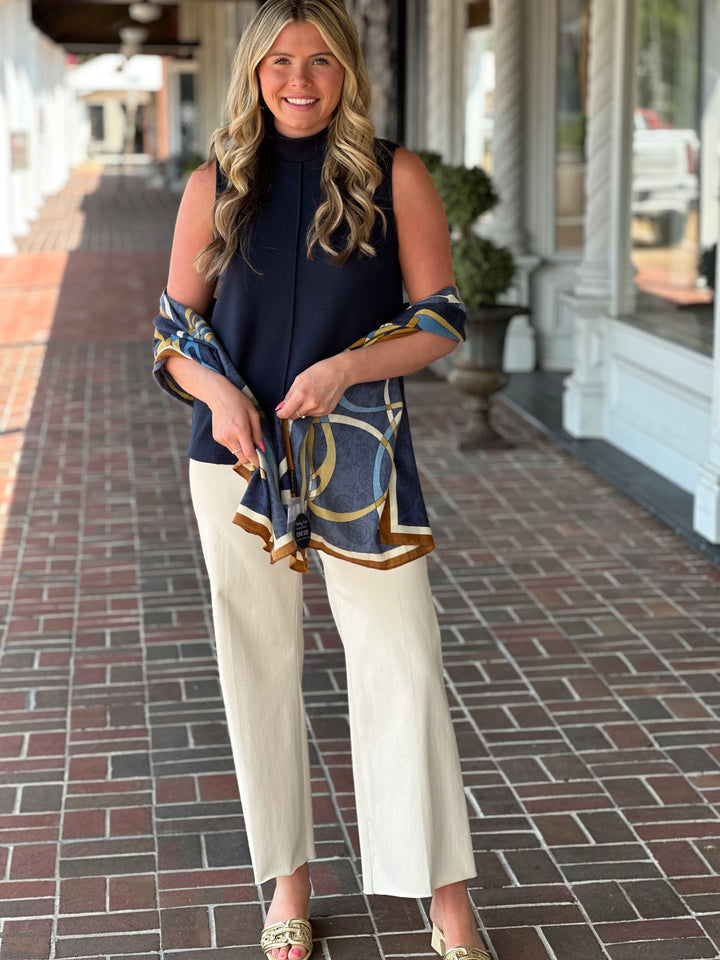Set In Stone Sleeveless Navy Blue Top