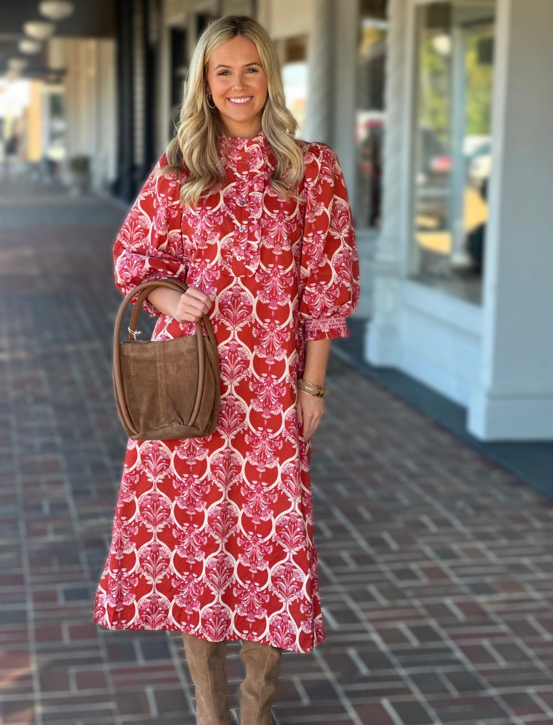 Keep The Good Rust Printed Maxi Dress