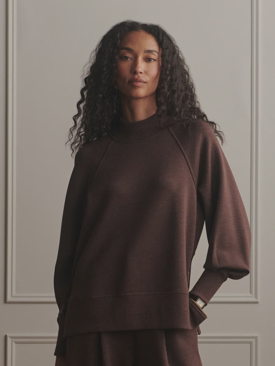 Varley Loxley Raglan Boyfriend Sweat in Coffee Bean Marl