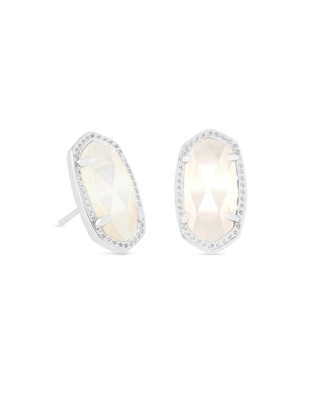Kendra Scott Ellie Silver Stud Earrings In Ivory Mother of Pearl
