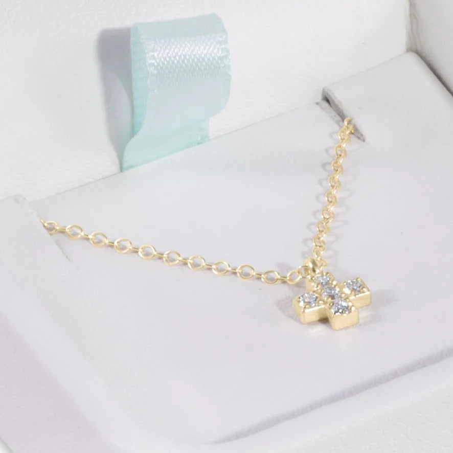 Enewton 14kt gold and diamond signature cross necklace