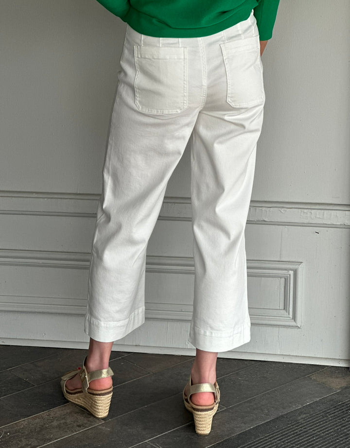Renuar Patch Pocket Wide Leg Oyster Pant