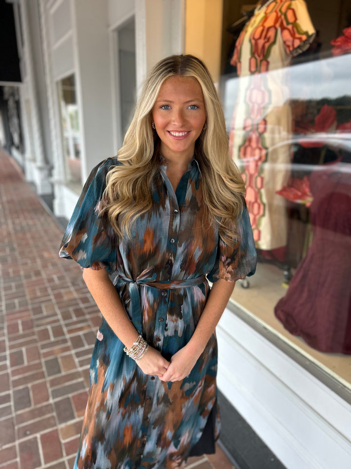 Finley Madeline Dress in Autumn Brushstroke