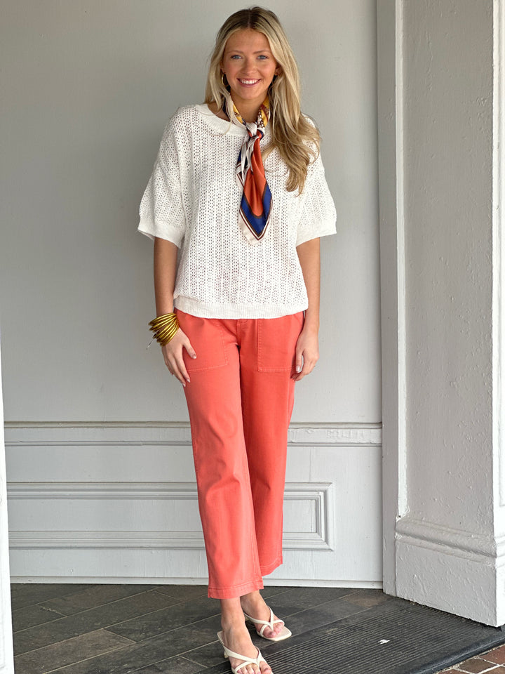 Dylan Capri Crochet in White