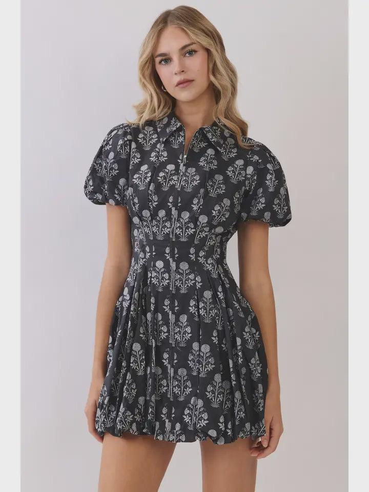 Feeling Your Best Black Floral Mini Dress