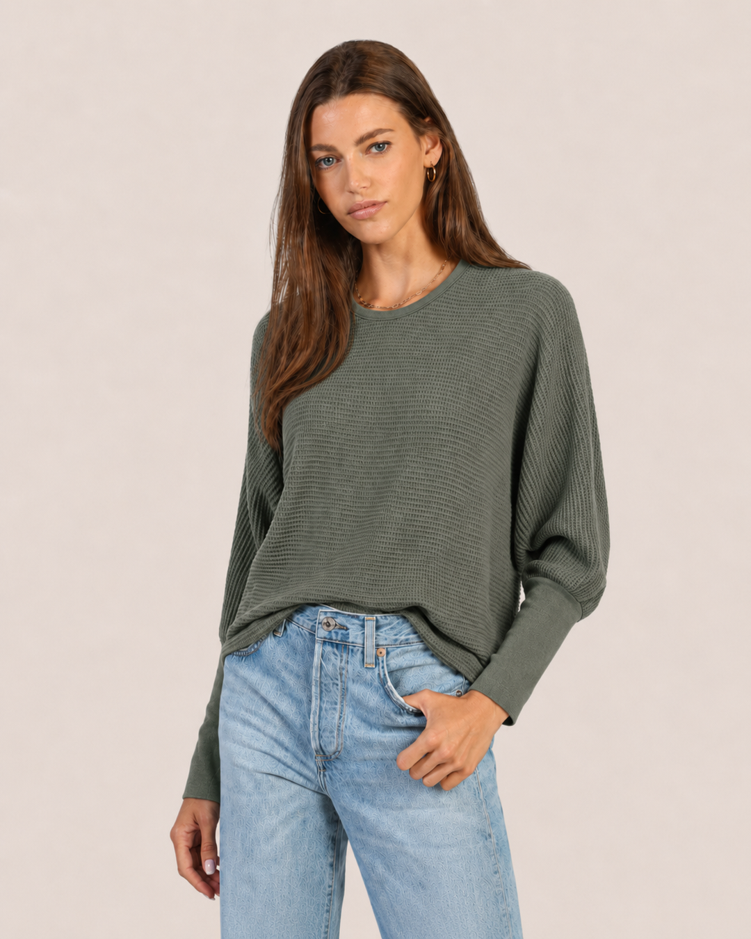 Dylan Andie Waffle Top in Olive
