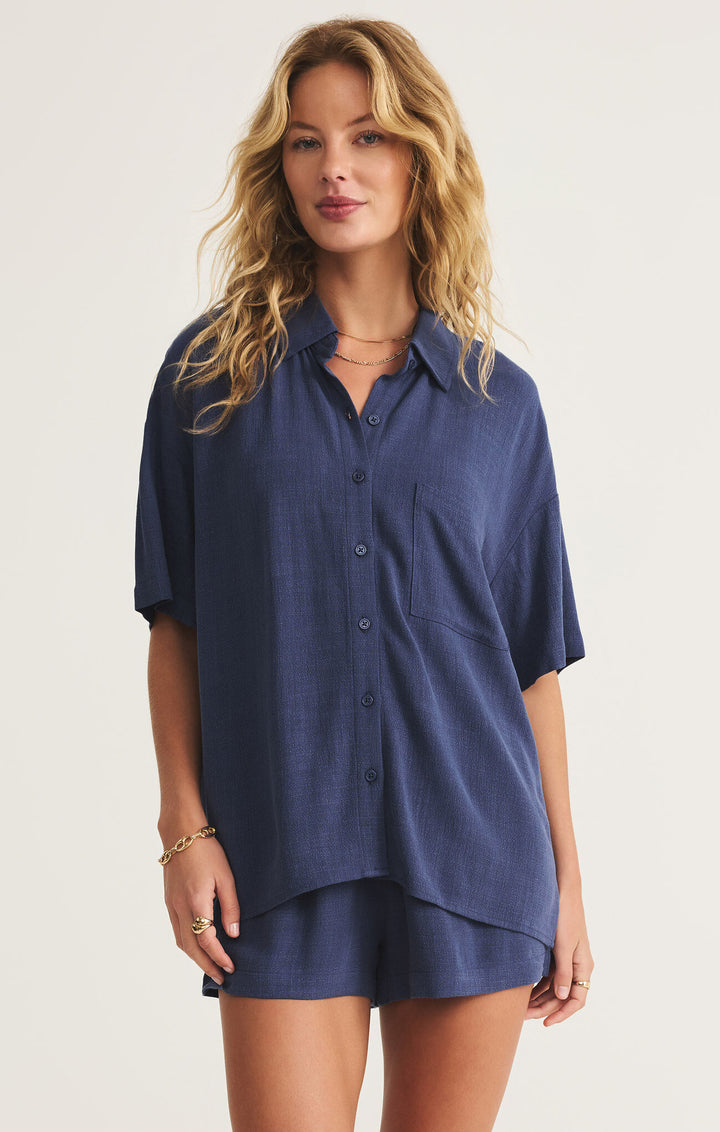 Z Supply Tinsley Button Up Shirt in Yacht Blue