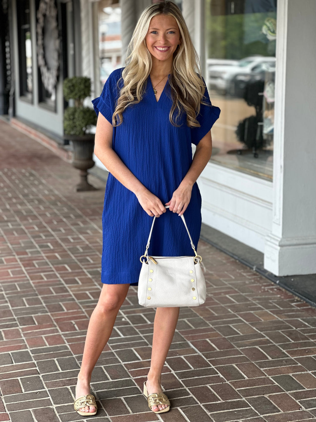 Tribal Mini Shift Dress in Royal Blue