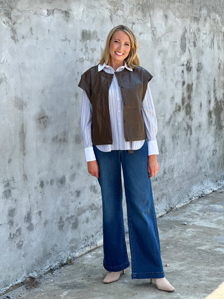 Jonnica Leather Vest in Brown