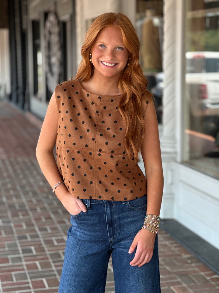 Twist Of Fate Sleeveless Polka Dot Top