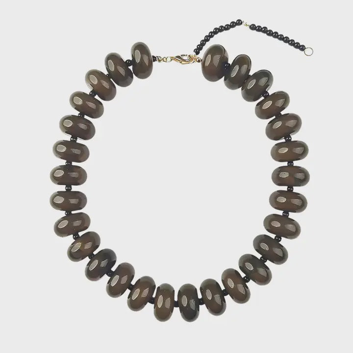 Bailey Chunky Beaded Necklace in Brown