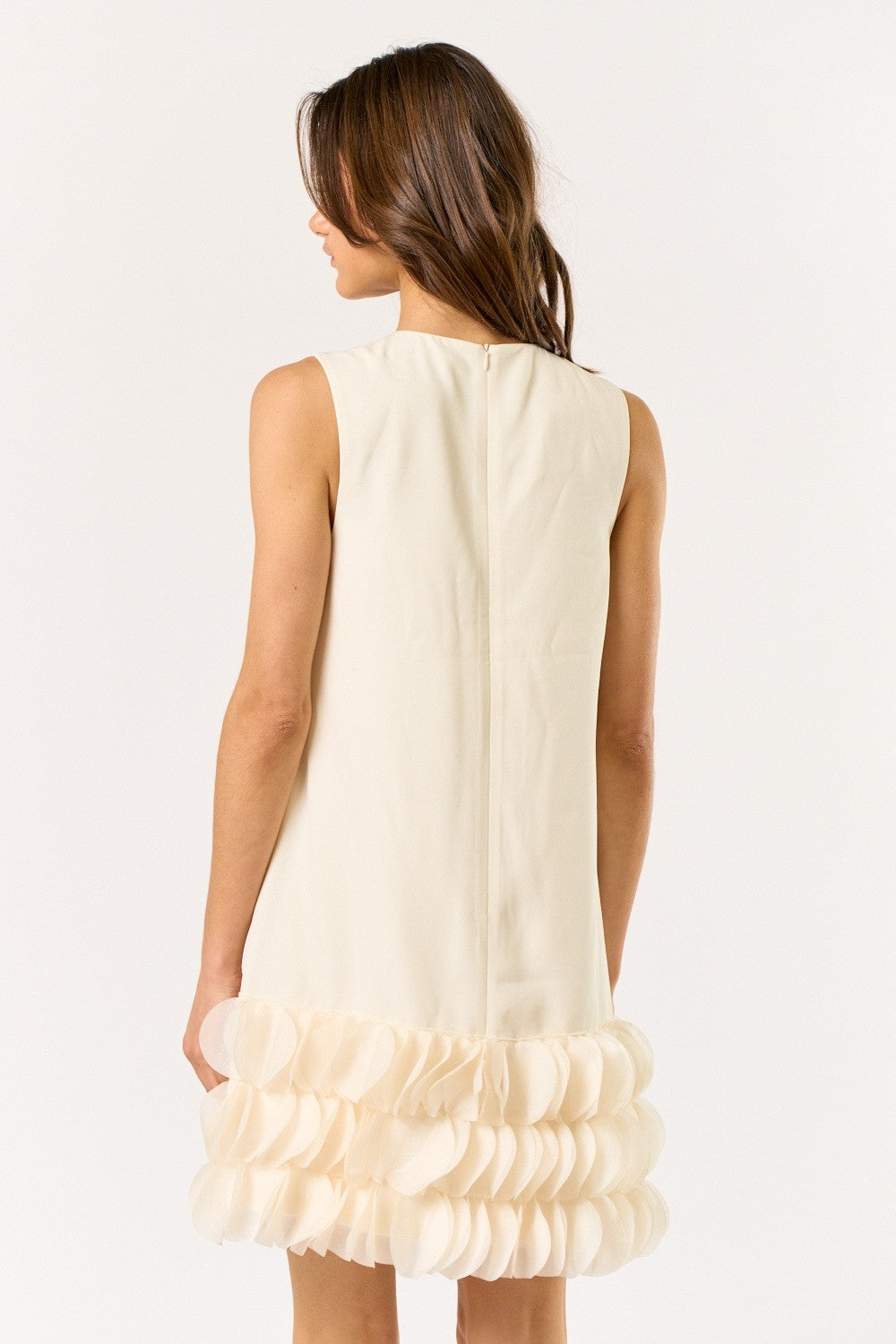 Cream Petal Sleeveless Midi Dress
