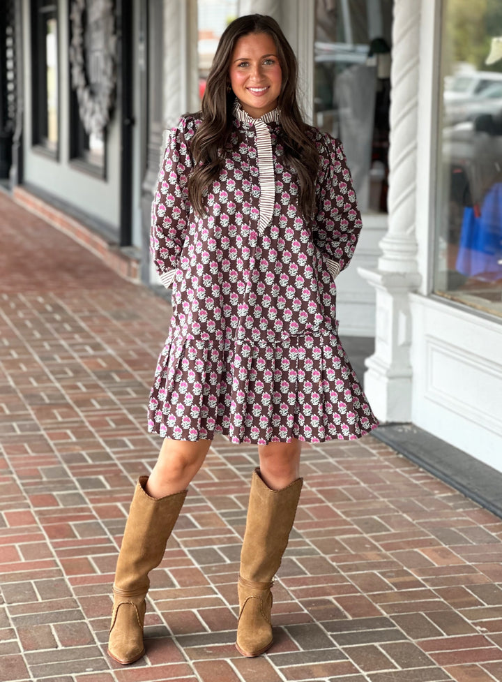 Name It Floral Brown Mini Dress