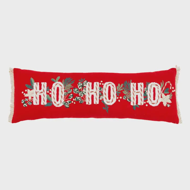 Christmas Berry Botanical Ho Ho Ho Throw Pillow