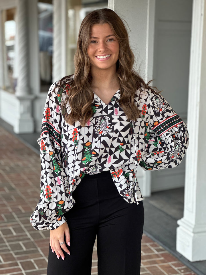 Emily Lovelock Black Printed Emma Top