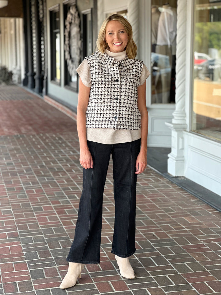 French Dressing Tweed Vest in Ivory/Black