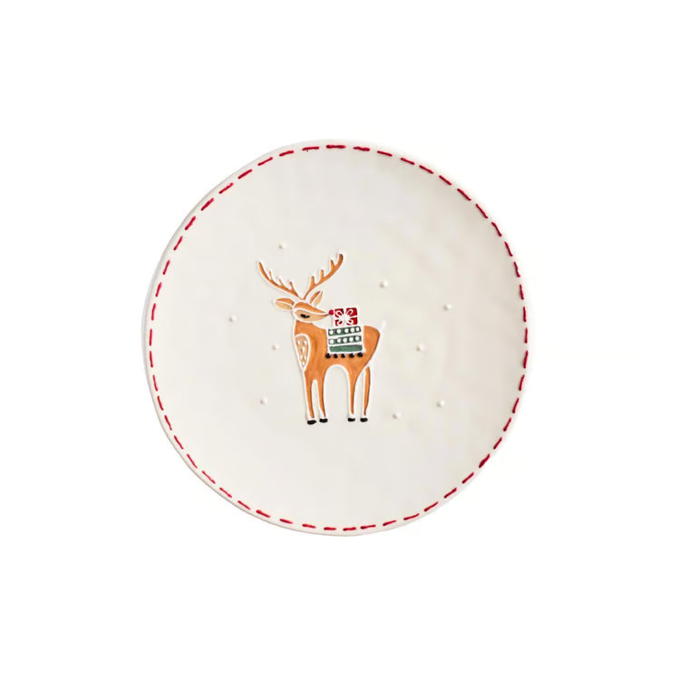 Mary Square Sculpted Plate in Winter Whimsy Reindeer