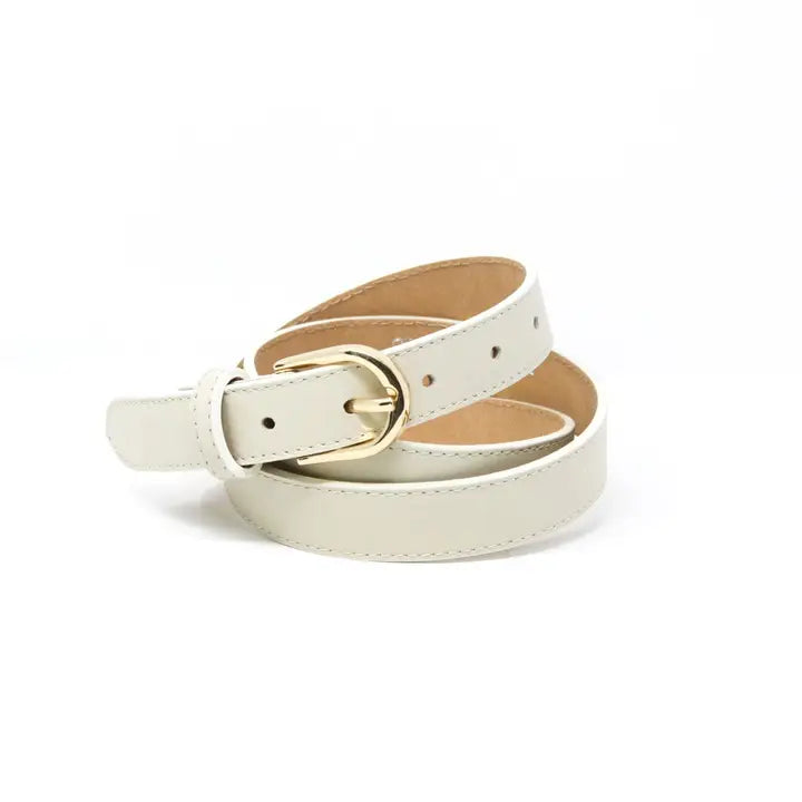 Leather Adjustable Belt in Ivory