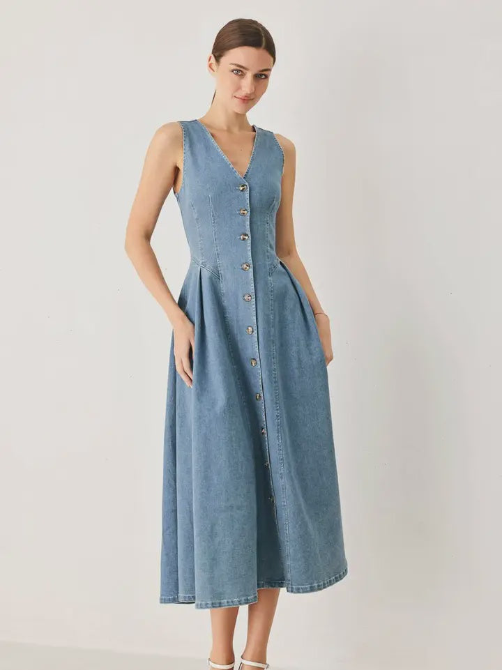 Meant For This Denim Midi Dress
