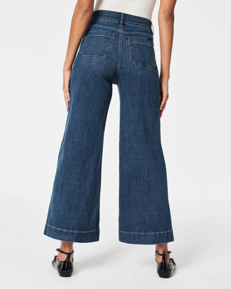 Spanx Cropped Wide-Leg Jeans in Shaded Blue