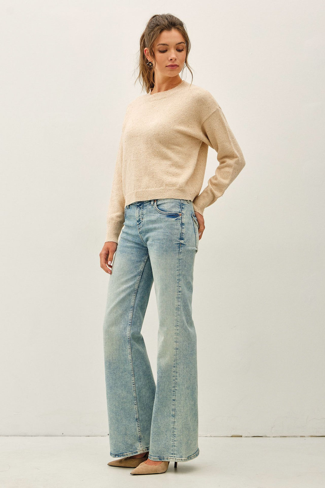 Wherever We Go Champagne Sweater