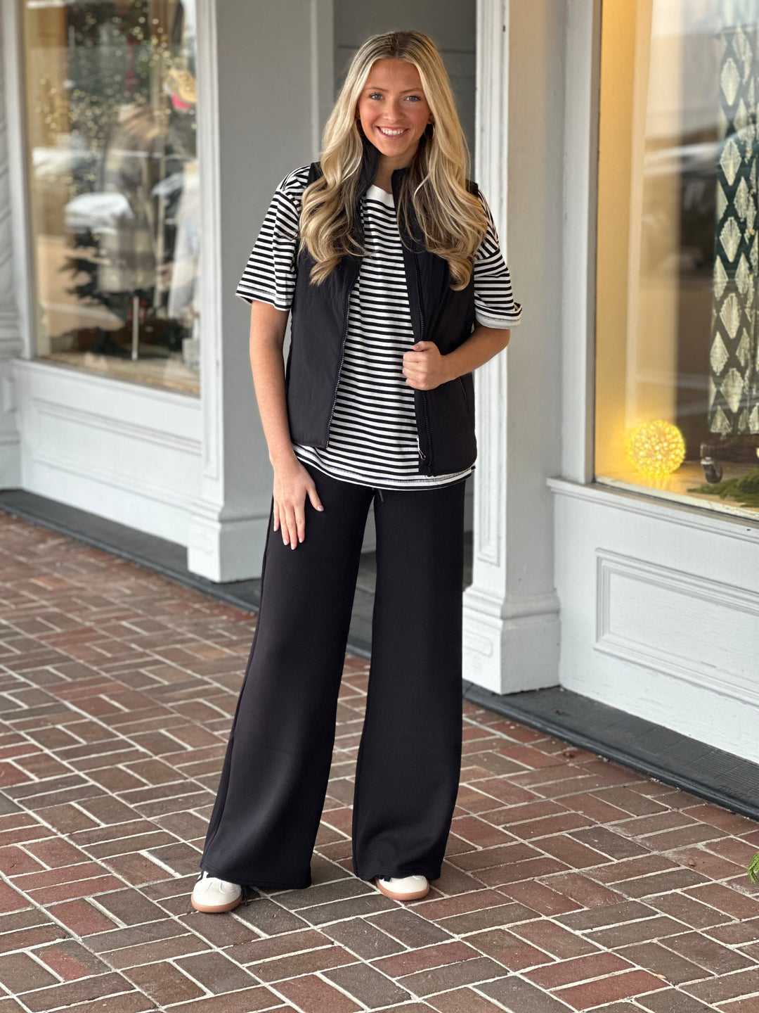 Free People Stripe Tackle Tee in Court Stripe Black